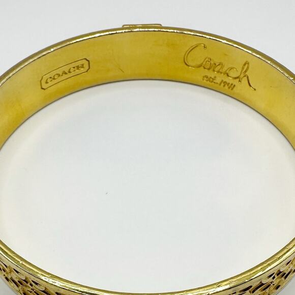 Coach Designer Gold Monogram C’s Bangle Bracelet Minimalist Quiet Luxury C - Picture 11 of 12